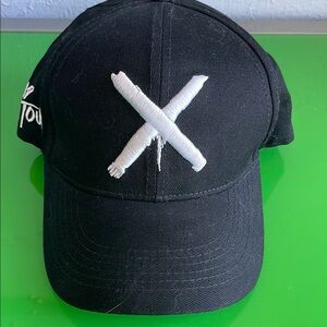 X Maluma Black Cap with White X Embroidery World Tour snapback cap
